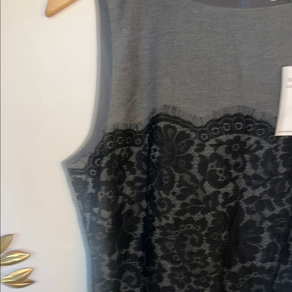 Elegant Wool and Black Lace Dress - Picture 4 of 6